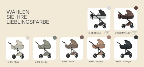 ANEX ELI Kinderwagen |  2 in 1 SET mit Babywanne + Sportwagen + Zubehör | 2024 – Bild 50