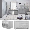 CAROLE Sparset Babyzimmer: Kinderbett + Kommode | 2-teilig | Grau
