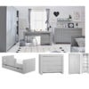 CAROLE Sparset Babyzimmer | Bett + Kommode+ Schrank + Regal | 4-teilig | Grau