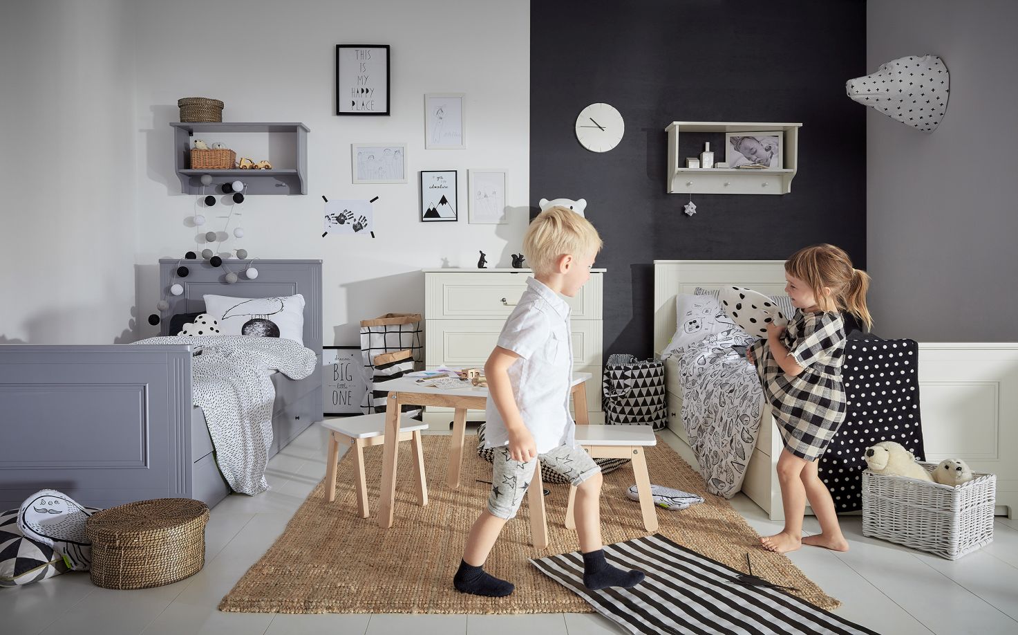 INES Bellamy Sparset Jugendzimmer | 3-teilig | Bett + Kommode + Schrank | Grau – Bild 2