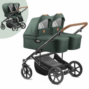 Jedo TWIN DUO 2024 | Zwillingskinderwagen | 2 x Babywanne + 2 x Sportwagen + Wickeltasche