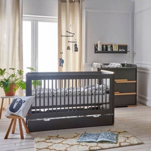 SNAPPY (Baby-) Kinderbett 120 x 60 cm |  Set mit Lattenrost | MDF, Grau