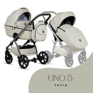 UNO 5+ TUTIS Eco Leder | Kinderwagen | 2 in 1 mit Babywanne und Sportwagen | oder 3 in 1 mit Autoschale | Verschiedene Farben