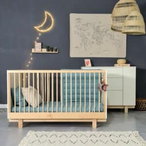 BASIC NATUR Kinderbett / Babybett| Kinderbett mit 4 Seitenteilen | 70 x 140 cm | Cashmere | Woodluck