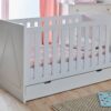 MARIE Babyzimmer/ Kinderzimmer Sparset | 3-teilig, weiß MDF | Kinderbett + Wickelkommode + Schrank | traditionell/ klassisch – Bild 3
