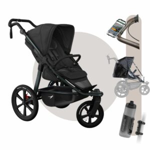 TFK Pro Sportkinderwagen/ Jogger | XXL Buggy mit der größten Sitzfläche am Markt mit 98 cm Liegefläche | + Gratis Paket