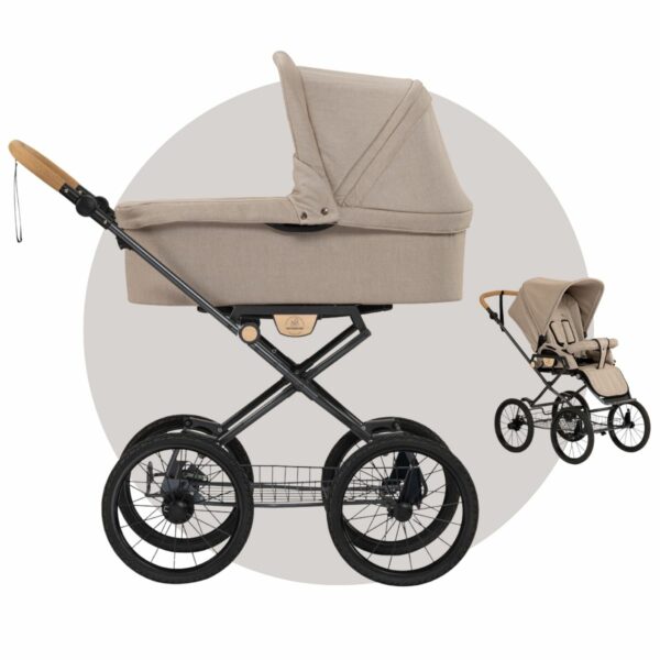 NATURKIND IDA Kinderwagen mit Babykorb aus Stoff+ Sportsitz | Bio Klassiker aus Österreich