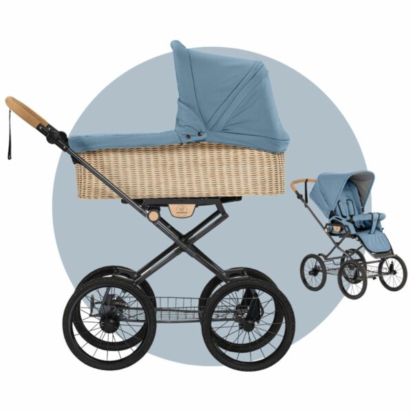 NATURKIND IDA Kinderwagen mit geflochtenem Babykorb + Sportsitz | Bio Klassiker aus Österreich