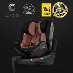 LE MANS | Der drehbare Autositz ab Geburt bis 12 Jahre mit Isofix Station | mit verstellbarer Sitz-Liegefläche