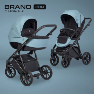 Brano PRO Leder | Kinderwagen: Babywanne + Sportsitz + Alu Gestell | Optional mit Autoschale & Isofix
