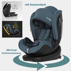 Autositz CONVERT 360° | ab Geburt bis 12 Jahre | Drehbarer Autositz mit Sonnendach