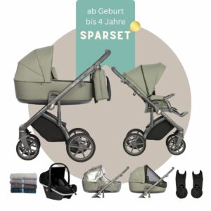 SPARSET 3in1 SET: CLASSICO BASS Next | Kombi-Kinderwagen Babywanne + Sportwagen + Autoschale
