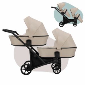 BRAV DUO Zwillingswagen | SET: 2 Babywannen + 2 Sportsitze +Zubehör