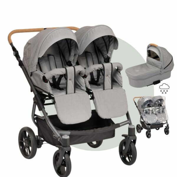 NATURKIND LARS Geschwisterwagen | SET: 1 Babywanne + 2 Sportsitze + Zubehör