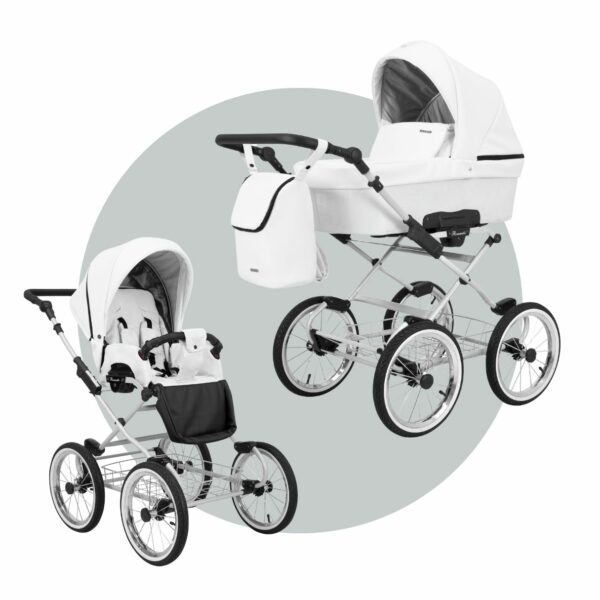 Classico ROMANTIC Kinderwagen | 2 in 1 SET mit Babywanne + Sportwagen + Zubehör