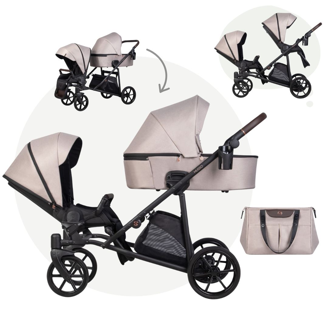 RIKO MUSSO Geschwisterwagen | SET: 1 Babywanne + 2 Sportsitze +Zubehör – Bild 2
