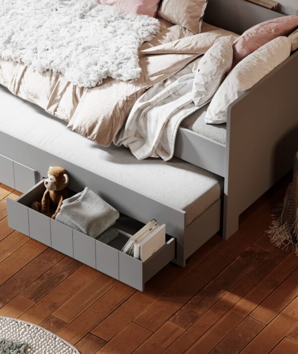 CAROLE Sparset Baby-/ Kinder-/ Jugendzimmer | Bett + Kommode + Schrank + Regal | 4-teilig | Grau – Bild 12