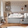 CAROLE Sparset Baby-/ Kinder-/ Jugendzimmer | Bett + Kommode + Schrank + Regal | 4-teilig | Grau – Bild 11