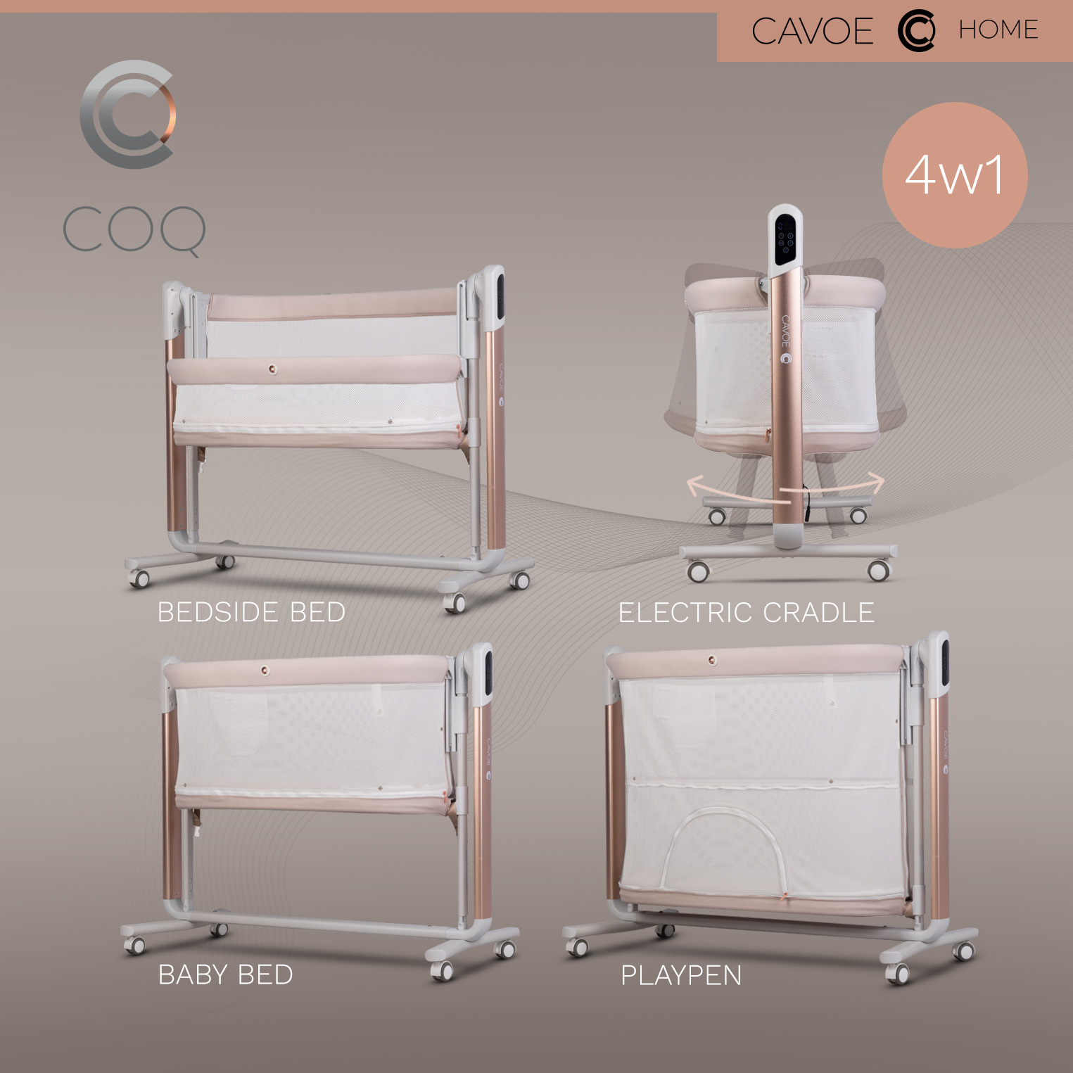 Cavoe COQ | Babybett mit elektrischer Wiegefunktion | 4in1 mit Bluetooth Lautsprecherfunktion – Bild 8