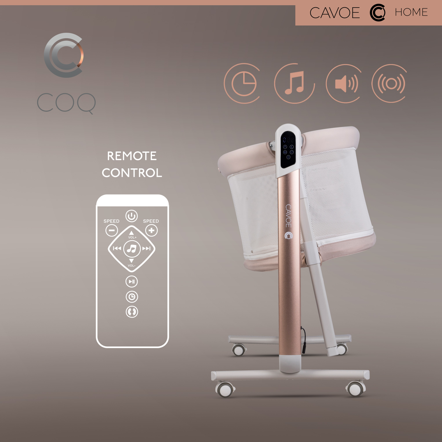 Cavoe COQ | Babybett mit elektrischer Wiegefunktion | 4in1 mit Bluetooth Lautsprecherfunktion – Bild 10