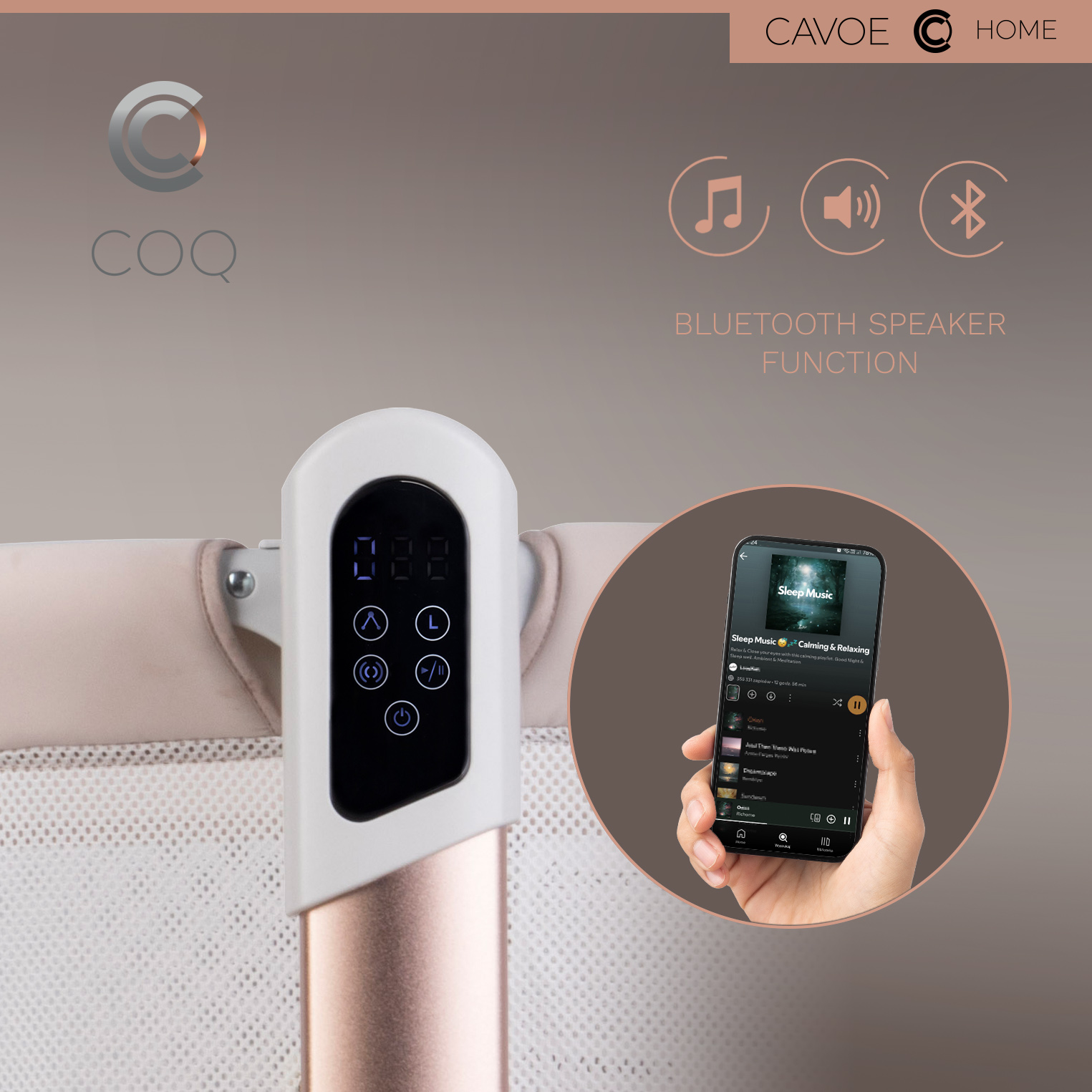 Cavoe COQ | Babybett mit elektrischer Wiegefunktion | 4in1 mit Bluetooth Lautsprecherfunktion – Bild 20