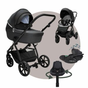 Noordi FJORDI V2 | MEGASET Kinderwagen mit Babywanne + Sportwagen + Autoschale + Isofix drehbar
