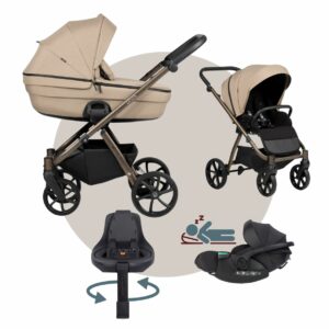 TUTIS UNO 6+ | MEGASET Kinderwagen mit Babywanne + Sportwagen + Autoschale + Isofix drehbar