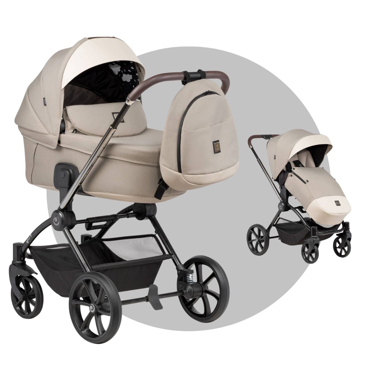 TUTIS GIO | 2 in 1 SET Kinderwagen mit Babywanne + Sportwagen + Wickeltasche