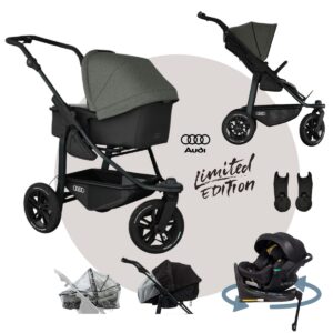 TFK MONO 3 AUDI Edition MEGASET| Kombikinderwagen mit Wanne und Sportsitz in einem | Joggster | + Gratis Paket