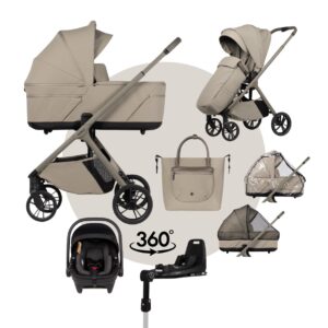 VENICCI TILA | Kinderwagen MEGASET: Babywanne + Sportsitz + Autoschale + drehabre Isofix Station