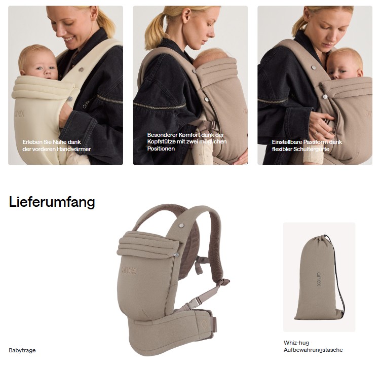 ANEX Whiz-hug Babytrage | mitwachsend | ab Geburt nutzbar – Bild 5