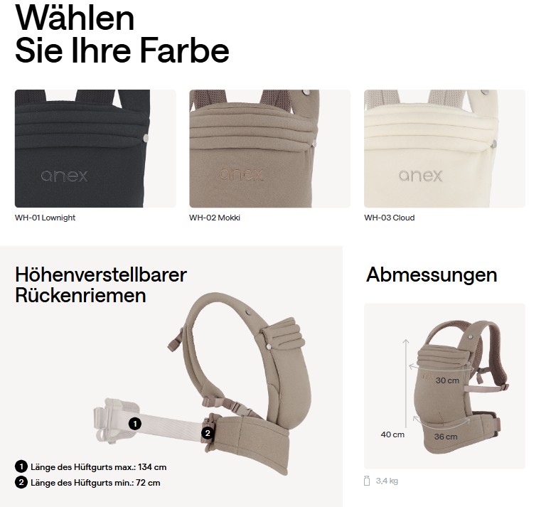 ANEX Whiz-hug Babytrage | mitwachsend | ab Geburt nutzbar – Bild 6