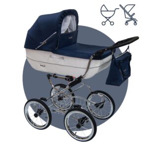 Retro Kinderwagen: RENEE | 2 in 1 SET: Babywanne + Sportsitz + Rahmen + Zubehör