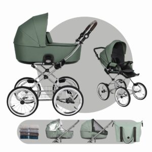 CLASSICO BASS | RETRO Kinderwagen 2 in 1 mit Babywanne + Sportwagen + Zubehör